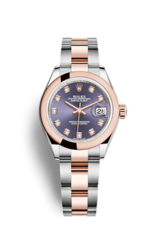 Rolex - 279161-0016  Lady-Datejust 28 Rolesor Rose Domed / Oyster / Aubergine Diamonds