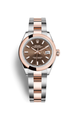 Rolex - 279161-0018  Lady-Datejust 28 Rolesor Rose Domed / Oyster / Chocolate