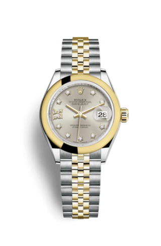 Rolex - 279163-0003  Lady-Datejust 28 Rolesor Yellow Domed / Jubilee / Silver Diamond