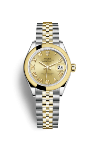 Rolex - 279163-0009  Lady-Datejust 28 Rolesor Yellow Domed / Jubilee / Champagne Roman