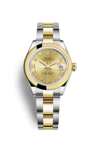 Rolex - 279163-0010  Lady-Datejust 28 Rolesor Yellow Domed / Oyster / Champagne Roman