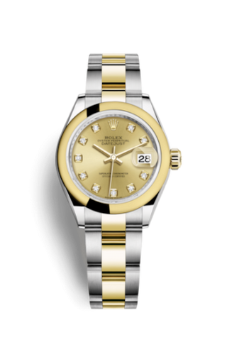 Rolex - 279163-0012  Lady-Datejust 28 Rolesor Yellow Domed / Oyster / Champagne Diamond