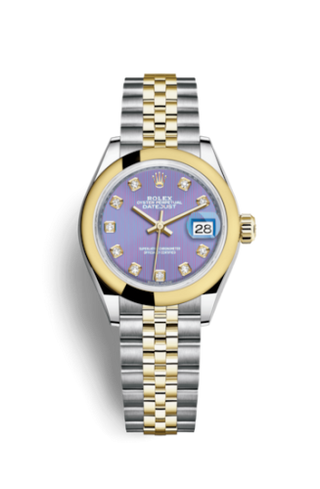 Rolex - 279163-0017  Lady-Datejust 28 Rolesor Yellow Domed / Jubilee / Lavender Diamond