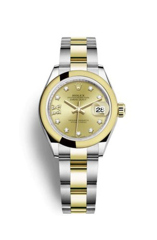 Rolex - 279163-0021  Lady-Datejust 28 Rolesor Yellow Domed / Oyster / Champagne Diamond