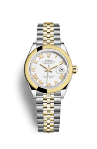 Rolex - 279163-0023  Lady-Datejust 28 Rolesor Yellow Domed / Jubilee / White Roman