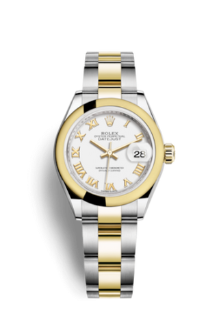 Rolex - 279163-0024  Lady-Datejust 28 Rolesor Yellow Domed / Oyster / White Roman