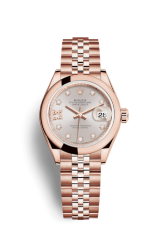 Rolex - 279165-0006  Lady-Datejust 28 Everose Domed / Jubilee /  Sundust Diamond