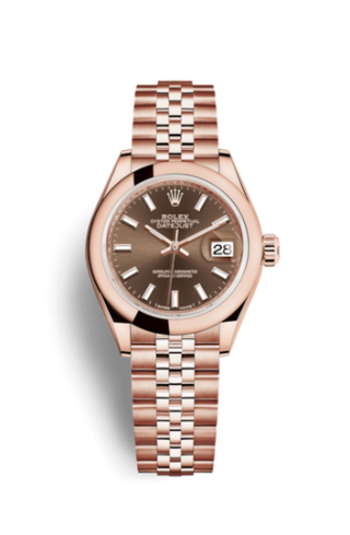 Rolex - 279165-0008  Lady-Datejust 28 Everose Domed / Jubilee / Chocolate