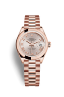 Rolex Lady-Datejust 28 Everose Domed / President /  Olive Green Diamond (279165-0009)