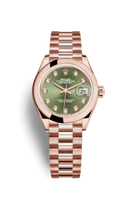 Rolex Lady-Datejust 28 Everose Domed / Jubilee /  Olive Green Diamond (279165-0011)