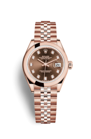 Rolex - 279165-0016  Lady-Datejust 28 Everose Domed  / Jubilee / Chocolate Diamond