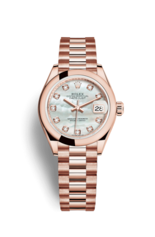 Rolex - 279165-0017  Lady-Datejust 28 Everose Domed / President / MOP