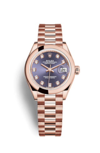 Rolex - 279165-0019  Lady-Datejust 28 Everose Domed / President / Aubergine