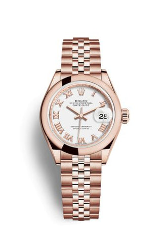 Rolex - 279165-0022  Lady-Datejust 28 Everose Domed  / Jubilee / White Roman