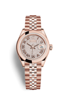 Rolex Lady-Datejust 28 Everose Domed / President /  Paved Roman (279165-0024)