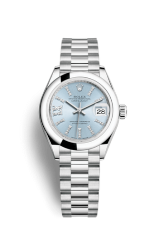 Rolex - 279166-0002  Lady-Datejust 28 Platinum Domed / President / Ice Blue Diamond