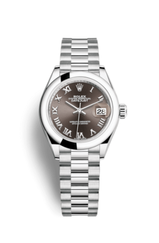 Rolex - 279166-0010  Lady-Datejust 28 Platinum Domed / President / Dark Grey Roman