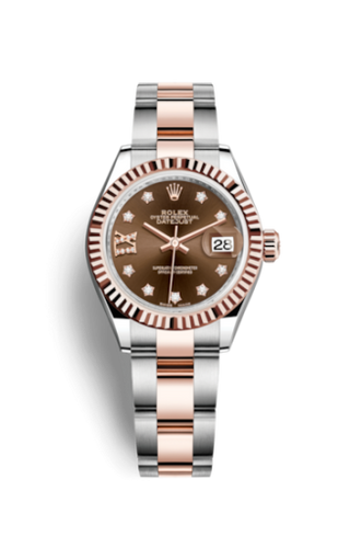 Rolex - 279171-0004  Lady-Datejust 28 Rolesor Rose Fluted / Oyster / Chocolate Diamond