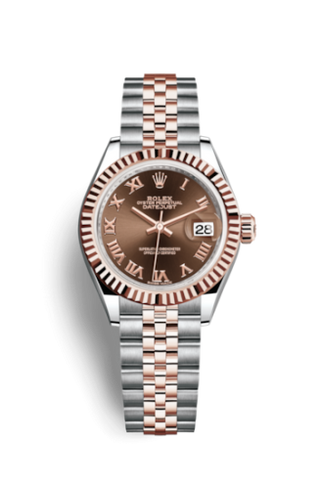 Rolex - 279171-0009  Lady-Datejust 28 Rolesor Rose Fluted / Jubilee / Chocolate Roman