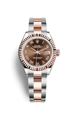 Rolex - 279171-0010  Lady-Datejust 28 Rolesor Rose Fluted / Oyster / Chocolate Roman