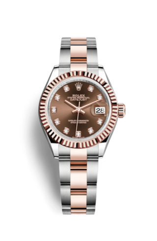 Rolex - 279171-0012  Lady-Datejust 28 Rolesor Rose Fluted / Oyster / Chocolate Diamond