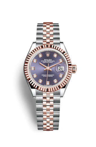 Rolex - 279171-0015  Lady-Datejust 28 Rolesor Rose Fluted / Jubilee / Aubergine Diamonds