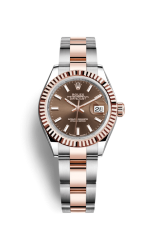 Rolex - 279171-0018  Lady-Datejust 28 Rolesor Rose Fluted / Oyster / Chocolate