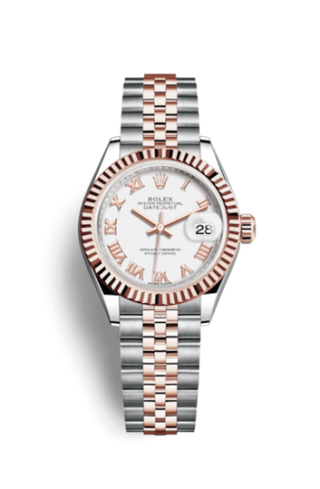 Rolex - 279171-0021  Lady-Datejust 28 Rolesor Rose Fluted / Jubilee / White Roman