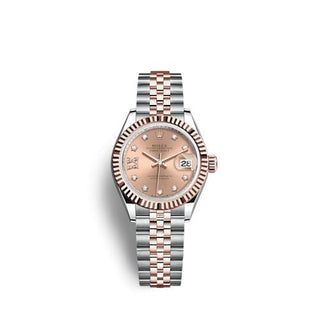 Rolex - 279171-0027  Lady-Datejust 28 Stainless Steel / Rose Gold / Fluted / Rose - Diamond / Oyster