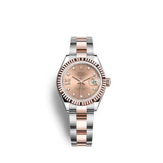 Rolex - 279171-0028  Lady-Datejust 28 Stainless Steel / Rose Gold / Fluted / Rose - Diamond / Oyster