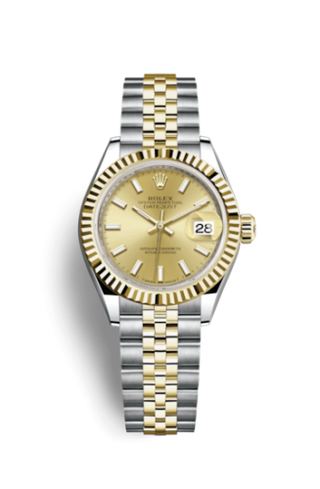 Rolex - 279173-0001  Lady-Datejust 28 Rolesor Yellow Fluted / Jubilee / Champagne