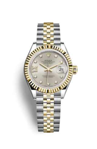 Rolex - 279173-0003  Lady-Datejust 28 Rolesor Yellow Fluted / Jubilee / Silver Diamond