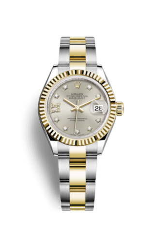 Rolex - 279173-0004  Lady-Datejust 28 Rolesor Yellow Fluted / Oyster / Silver Diamond