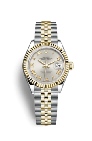 Rolex - 279173-0005  Lady-Datejust 28 Rolesor Yellow Fluted / Jubilee / Silver Roman