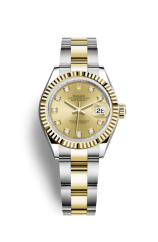 Rolex - 279173-0012  Lady-Datejust 28 Rolesor Yellow Fluted / Oyster / Champagne Diamond