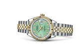 Rolex - 279173-0015  Lady-Datejust 28 Rolesor Yellow Fluted / Jubilee / Mint Green Tuxedo