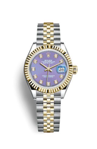 Rolex - 279173-0017  Lady-Datejust 28 Rolesor Yellow Fluted / Jubilee / Lavender Diamond