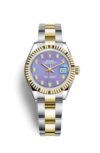 Rolex - 279173-0018  Lady-Datejust 28 Rolesor Yellow Fluted / Oyster / Lavender Diamond