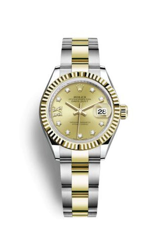 Rolex - 279173-0022  Lady-Datejust 28 Rolesor Yellow Fluted / Oyster / Champagne Diamond