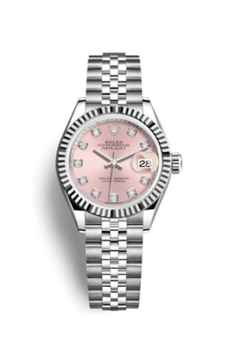 Rolex - 279174-0003  Lady-Datejust 28 Stainless Steel Fluted / Pink - Diamond / Jubilee