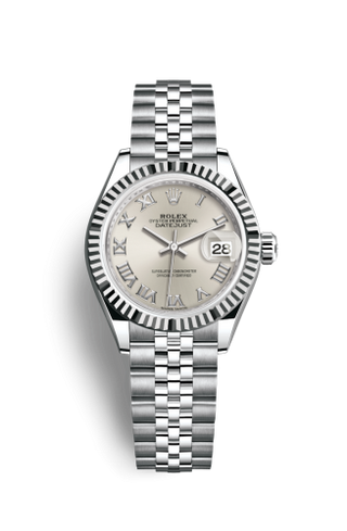 Rolex - 279174-0007  Lady-Datejust 28 Stainless Steel Fluted / Silver - Roman / Jubilee