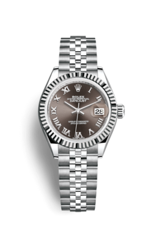 Rolex - 279174-0013  Lady-Datejust 28 Stainless Steel Fluted / Grey - Roman / Jubilee