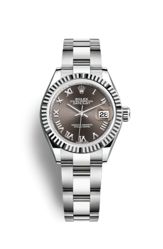 Rolex - 279174-0014  Lady-Datejust 28 Stainless Steel Fluted / Grey - Roman / Oyster