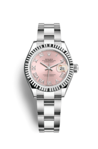 Rolex - 279174-0018  Lady-Datejust 28 Stainless Steel Fluted / Pink - Roman / Oyster