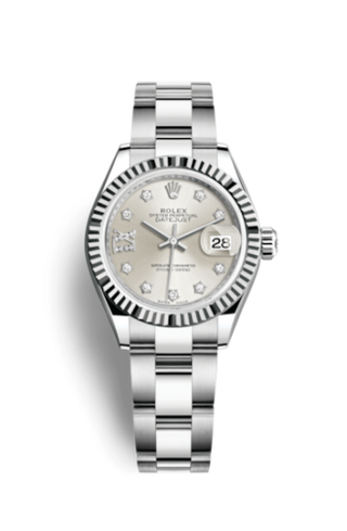 Rolex - 279174-0022  Lady-Datejust 28 Stainless Steel Fluted / Silver - Diamond / Oyster