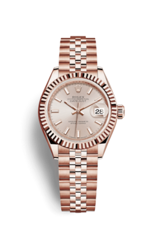 Rolex - 279175-0003  Lady-Datejust 28 Everose Fluted / Jubilee / Sundust