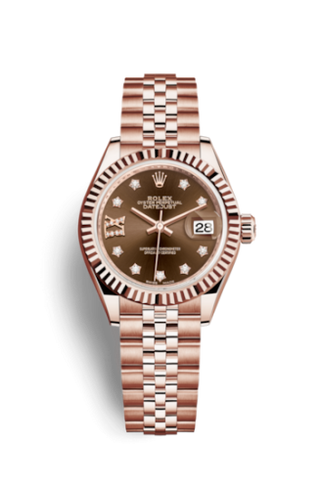 Rolex - 279175-0004  Lady-Datejust 28 Everose Fluted  / Jubilee / Chocolate Diamond