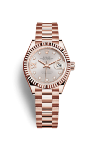 Rolex - 279175-0005  Lady-Datejust 28 Everose Fluted / President/  Sundust Diamond