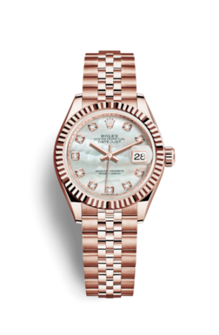 Rolex - 279175-0018  Lady-Datejust 28 Everose Fluted / Jubilee / MOP