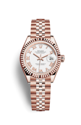 Rolex - 279175-0022  Lady-Datejust 28 Everose Fluted / Jubilee / White Roman